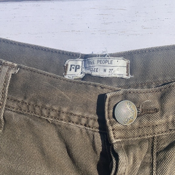 Free People Olive, Button Fly, Distressed Shorts - Picture 2 of 4